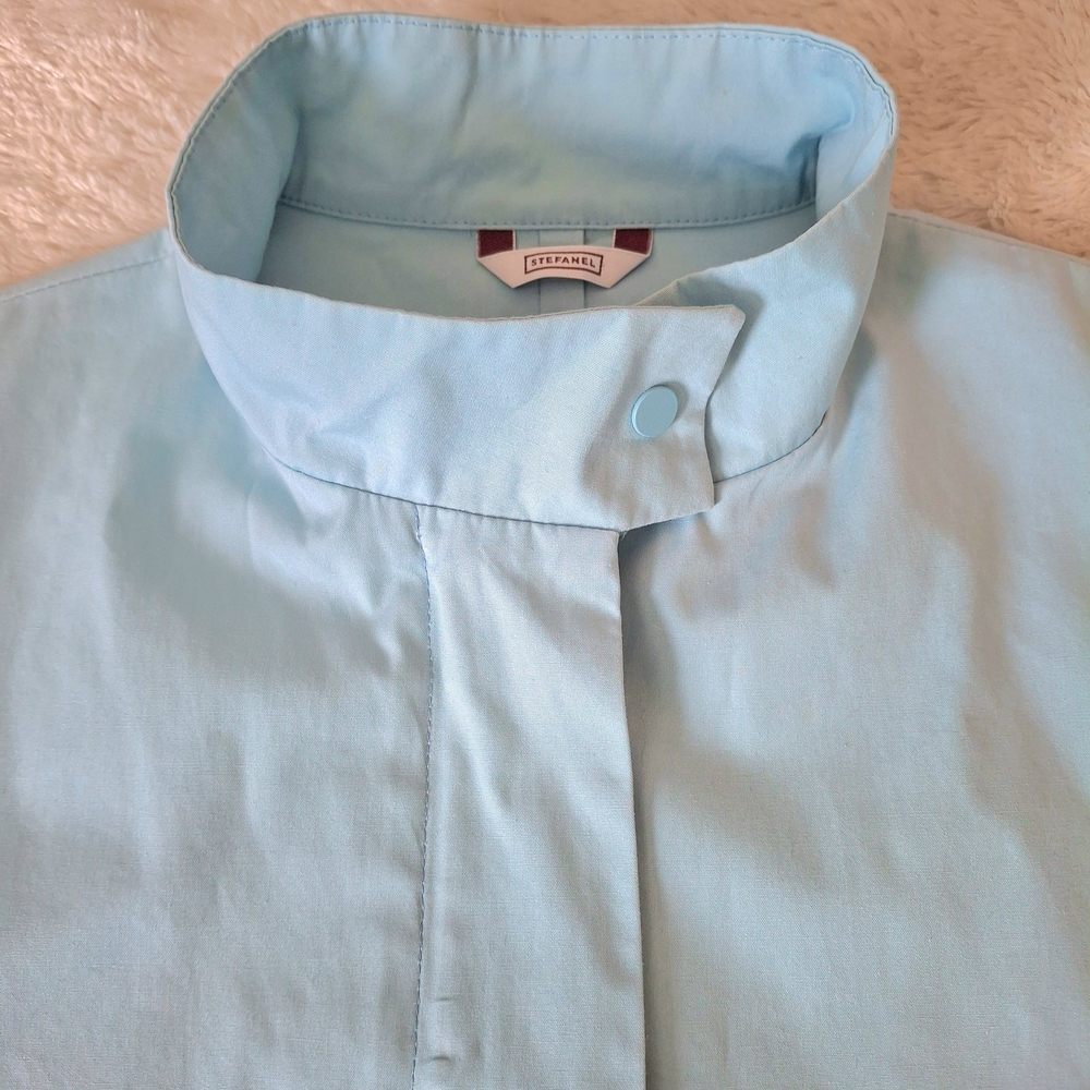 Stefanel Powder Blue Minimalist Car Coat Mod Italian Jacket S